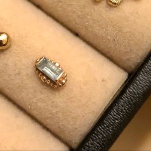 BVLA Beaded Baguette Threadless End 14k Rose Gold and Sky Blue Topaz